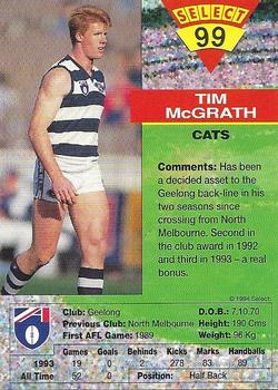 1994 Select AFL #99 Tim McGrath Back